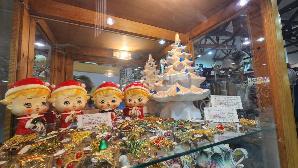 Ceramic Christmas trees are a hot item at 605 Antiques for shoppers who are looking to turn back the clock for a vintage feel.