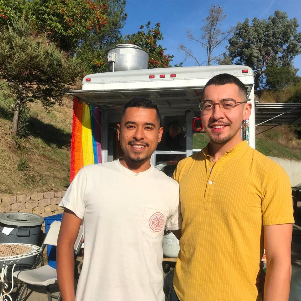 Boni’s Tacos is the Cambria Chamber of Commerce’s pick for the town’s 2023 Business of the Year. Son of founders Bonifacio “Boni” and Lupita Viveros, Cesar Viveros, left, is now the manager of the taqueria truck that’s been selling notable, authentic Mexican food for 18 years. His determined volunteerism launched Cambria’s first Pride of the Sea event in June. With Viveros at the front of the truck is his husband Alfonso Acuna.
