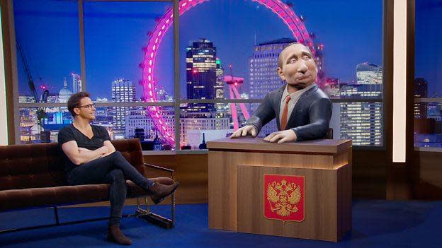 The press-release accompanying the BBC’s “Tonight with Vladimir Putin” may have lashed on the hype, promising a CGI comedy talk show "with … everybody’s favourite bear-wrestling global strongman.” But the show’s most obvious customer — the Kremlin — has reacted with disinterest.Responding to Wednesday’s reports that Britain’s public broadcaster had commissioned two pilot episodes of a virtual-reality Putin talk-show, Kremlin spokesman Dmitry Peskov said that the Russian leader had “no plans” to watch it. “Many books have been written about Putin, and there have been puppets and caricatures too. The president has not read books about himself, and has not watched the cartoons either,” he said. “Putin doesn't want to imitate the caricatures; let the caricatures imitate him.Russia itself does not have any real political satire show on mainstream TV. The acerbic Kukly ("Puppets"), based on the British Spitting Image was taken off-air in 2002, shortly after Mr Putin came to power. From the small trailer published by the BBC’s press department on Wednesday, “Tonight with Vladimir Putin,” does not look to be immediately hostile to the Russian president. The lines uttered by the 3D digital image of Putin — “When I was young KGB officer in the late 1980s, I was the only person who saw the hidden delights the West: blue jeans, rock and roll and Terry Wogan” — are not obviously insulting (or indeed funny). > Putin doesn't want to imitate the caricatures; let the caricatures imitate him.Kremlin spokesman Dmitry PeskovBut the cheap tone of the production and several obvious errors left some in Russia wondering whether both Britain and the BBC had collectively lost their minds on the back of Brexit. The date for the show’s release has yet to be published.But producers promise a star line-up of guests including Tony Blair’s former spokesman Alistair Cambell and comedian Deborah Frances-White.The show would also come to herald the “ultimate victory for Vlad, leader of the free world,” the BBC said. As the more informed were quick to point out, “Vlad” is the short form of Vladislav, not Vladimir. A more accurate short form of the president’s name would be “Vova.”