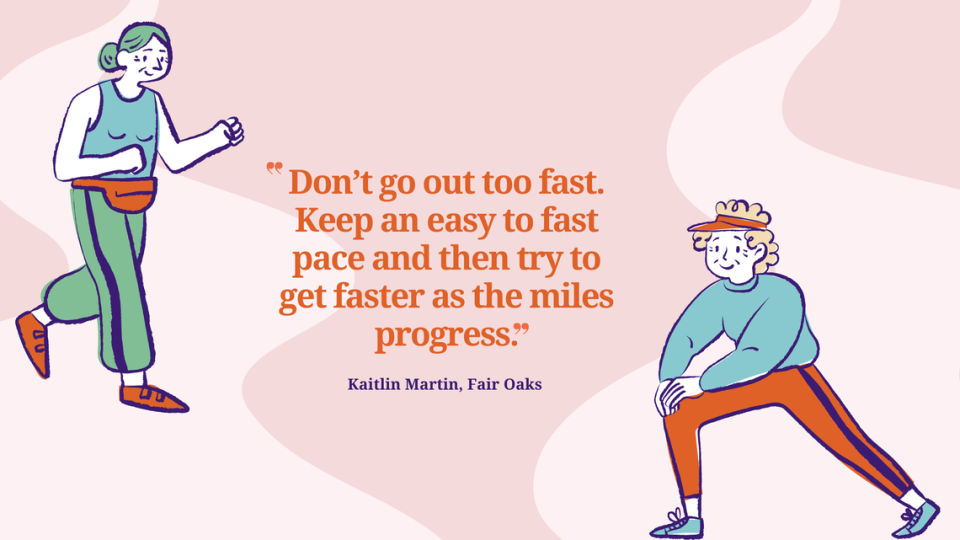 Fair Oaks resident Kaitlin Martin is no stranger to the Urban Cow half marathon race. Her best advice is to conserve your energy. Brianna Taylor/Canva illustration/The Sacramento Bee