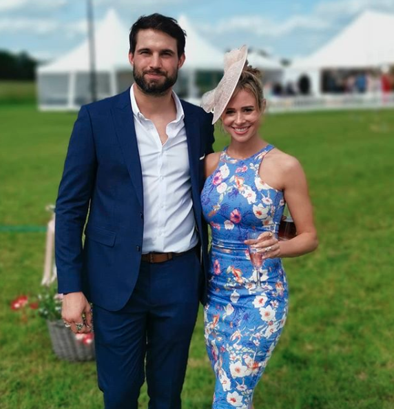 Camilla Thurlow and Jamie Hewitt at a wedding