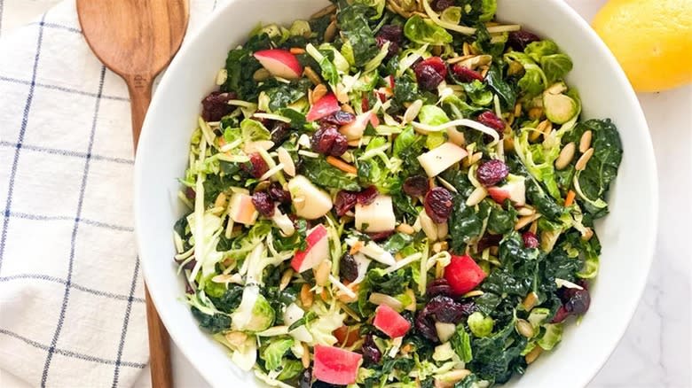 Sweet kale salad in bowl