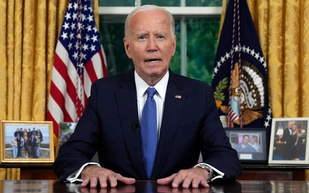 Joe Biden addresses the nation from the Oval Office