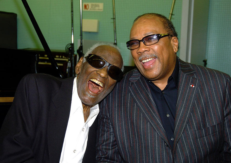 Ray Charles and Quincy Jones laughing together