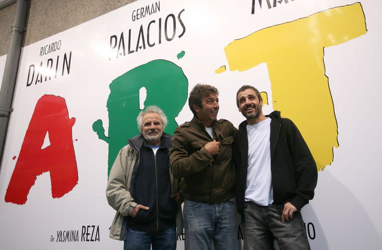 Jose Luis Mazza, Ricardo Darin y German Palacios, en diciembre de 2007, antes del estreno en Mar del Plata