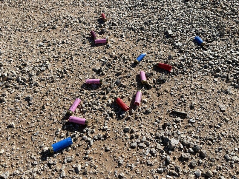 Firearm casings discarded in the Sonoran Desert National Monument by recreational shooters.