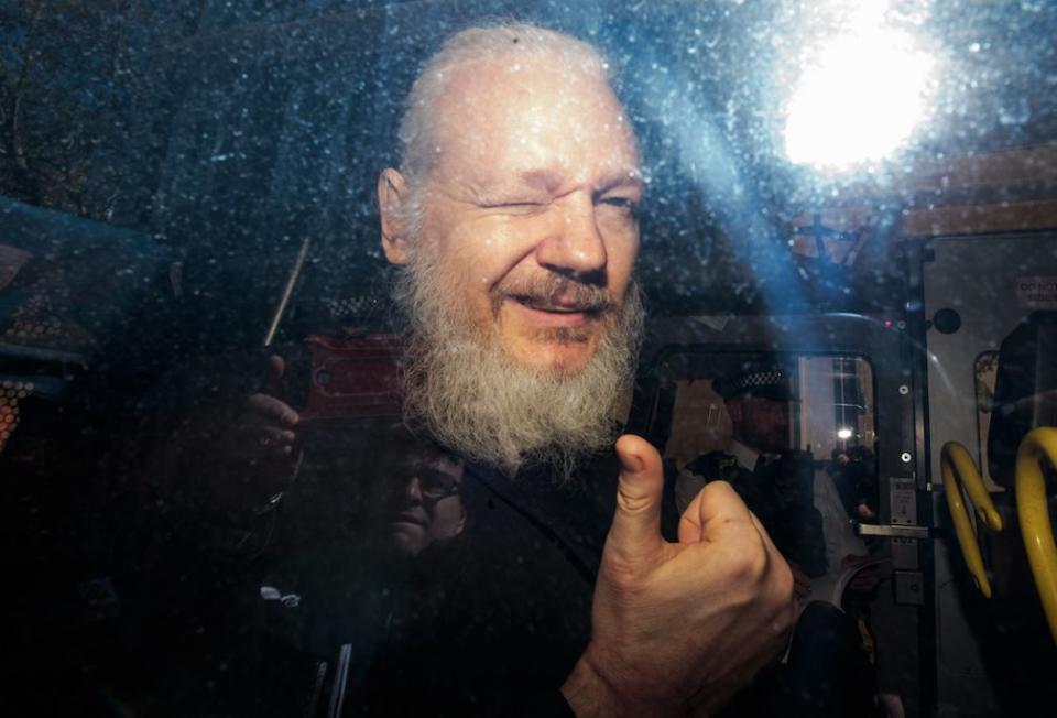 The WikiLeaks founder was dragged out of the Ecuadorian embassy last month (Getty)