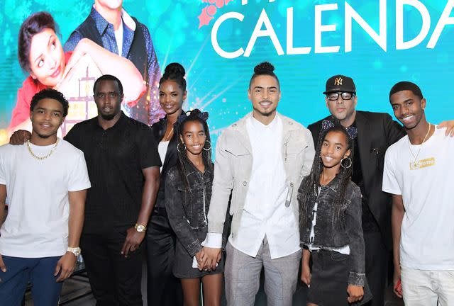 <p>Charley Gallay/Getty</p> Justin Dior Combs, Sean "Diddy" Combs, Kim Porter, D'Lila Star Combs, Jessie James Combs, Quincy Brown, Al B. Sure!, and Christian Casey Combs on October 30, 2018 in Los Angeles, California.