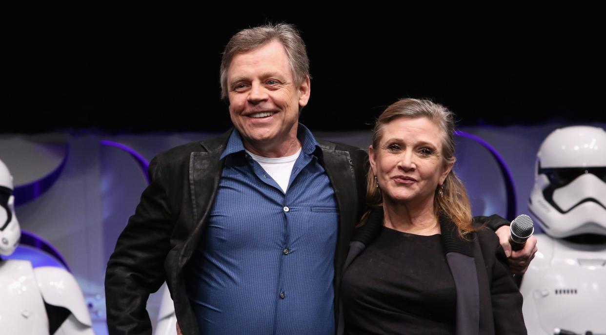 Carrie Fisher and Mark Hamill in 2015. (Getty Images)