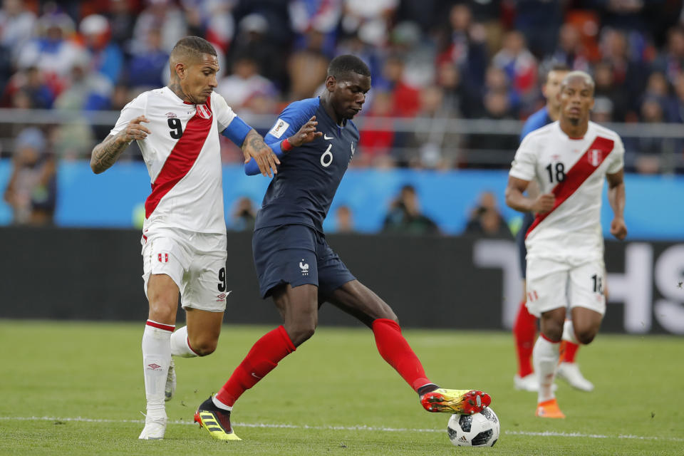 Paul Pogba hasn’t been consistently great for 180 minutes, but he’s won two games for France at the 2018 World Cup. (AP)