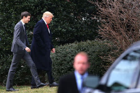 U.S. President Donald Trump and his Senior advisor and son-in-law Jared Kushner arrive at the Oval Office of the White House after attending the National Prayer Breakfast event in Washington, U.S., February 2, 2017. REUTERS/Carlos Barria