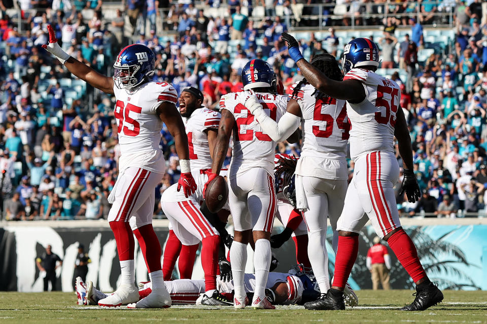 The Giants' defense is a great streaming option in fantasy leagues against the struggling Colts. (Photo by Mike Carlson/Getty Images)