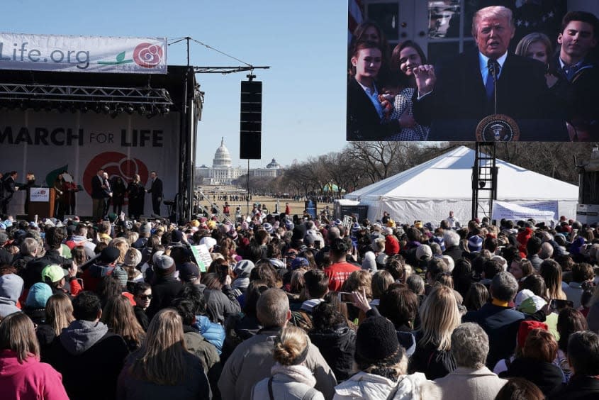 Trump addresses anti-abortion rally