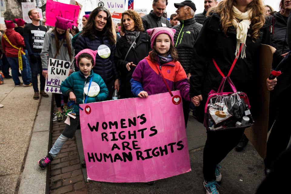 WASHINGTON, DC. - JAN. 21: Organizers put the Women's March on Washington in Washington D.C. on Saturday Jan. 21, 2017. (Photo by Damon Dahlen, Huffington Post)