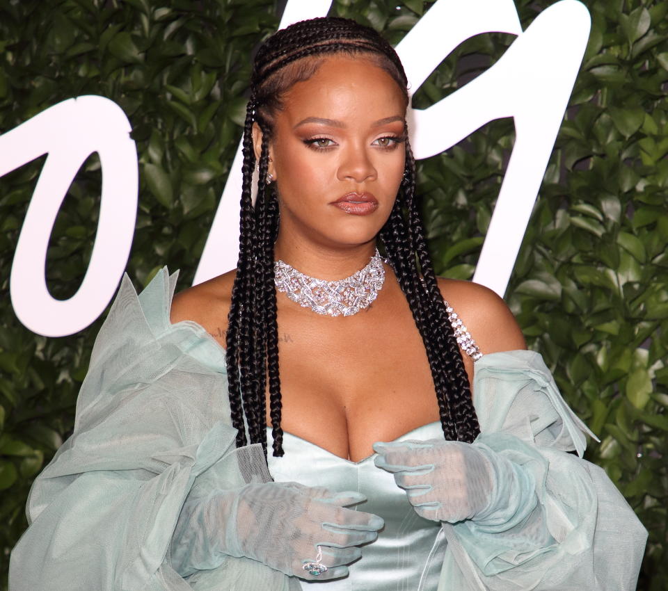 LONDON, UNITED KINGDOM, DECEMBER 2, 2019: Rihanna on the red carpet during The Fashion Awards at Royal Albert Hall in London.- PHOTOGRAPH BY Keith Mayhew / Echoes Wire/ Barcroft Media (Photo credit should read Keith Mayhew / Echoes Wire / Barcroft Media via Getty Images)