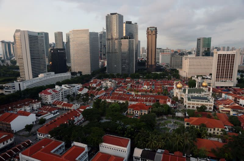 A view of the city skyline overlooking Kampong Glam in Singapore