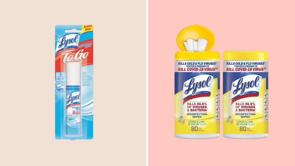 Lysol disinfectant spray and wipes.
