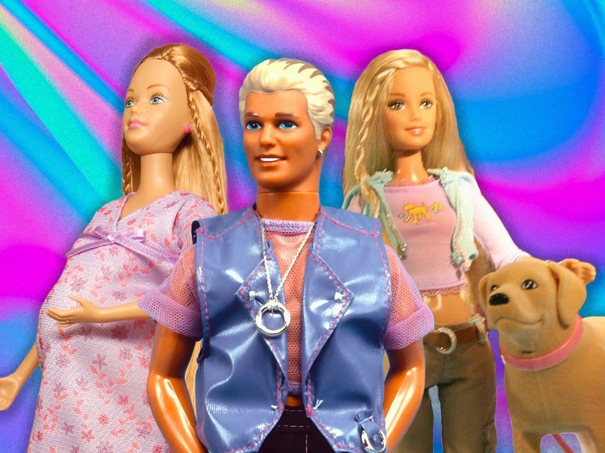 Welcome to the dollhouse: Happy Family Midge, Earring Magic Ken and Barbie with her dog Tanner (Getty/iStock)