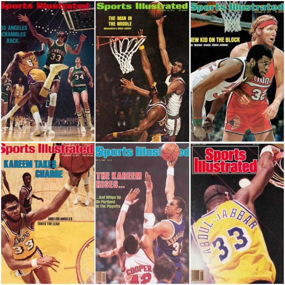 Kareem Abdul-Jabbar appeared on Sports Illustrated numerous times, both with the Bucks and the Lakers.