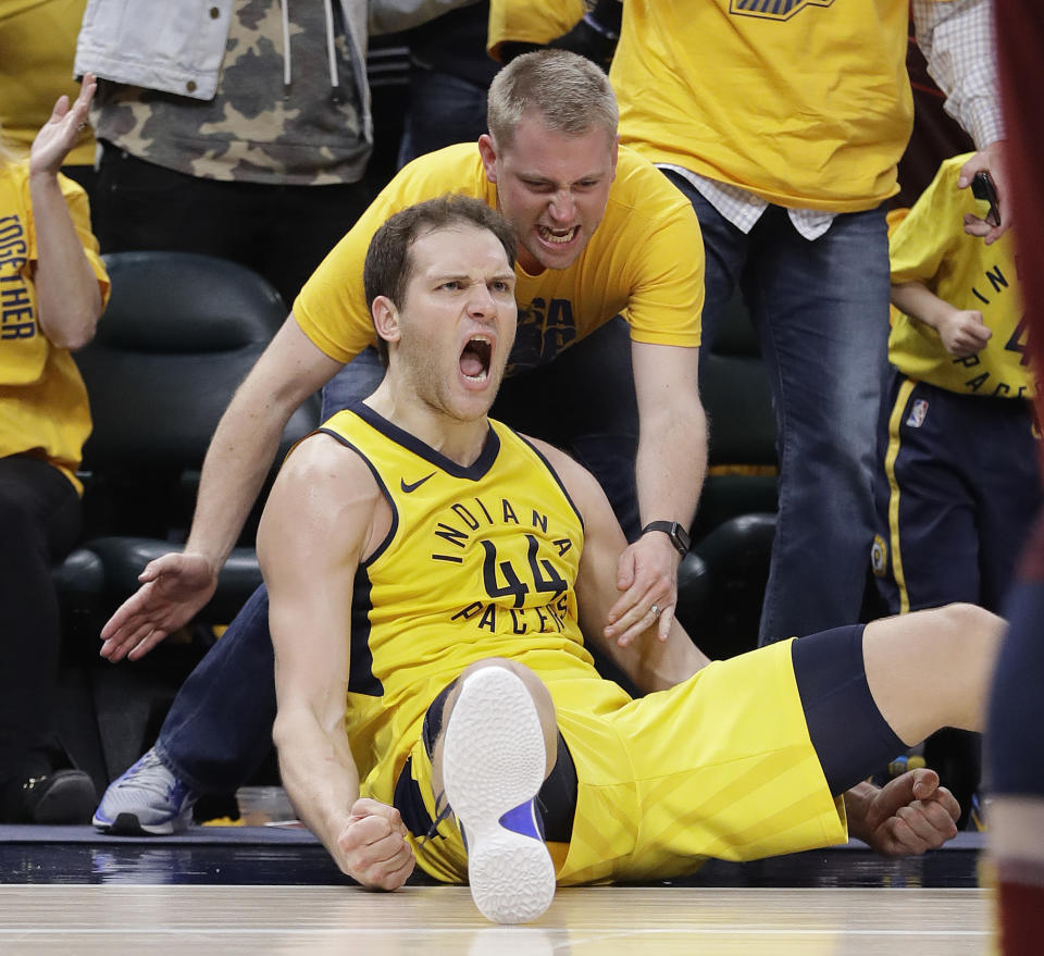 Bojan Bogdanovic had a season-high 30 points on Friday. (AP Photo/Darron Cummings)