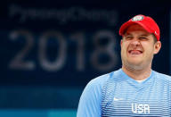 Curling - Pyeongchang 2018 Winter Olympics - Men's Semi-final - Canada v U.S. - Gangneung Curling Center - Gangneung, South Korea - February 22, 2018 - Skip John Shuster of the U.S. reacts after winning the game. REUTERS/Phil Noble