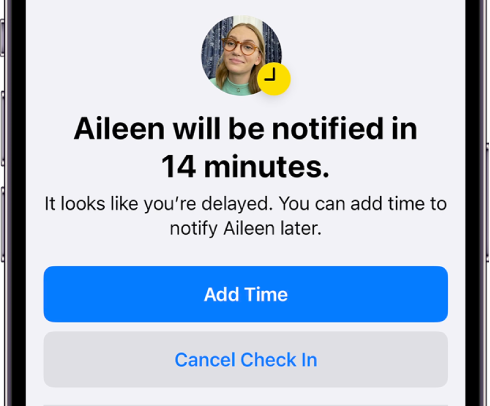 The Check In feature on an iPhone running iOS 17