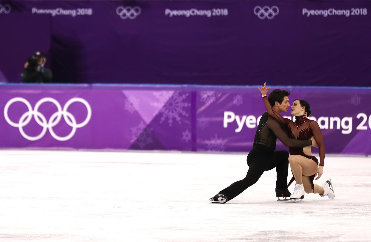 Canadians Tessa Virtue and Scott Moir won a gold medal in the ice dance Tuesday, their fifth&nbsp;Olympic medal&nbsp;overall. (Photo: Jamie Squire via Getty Images)