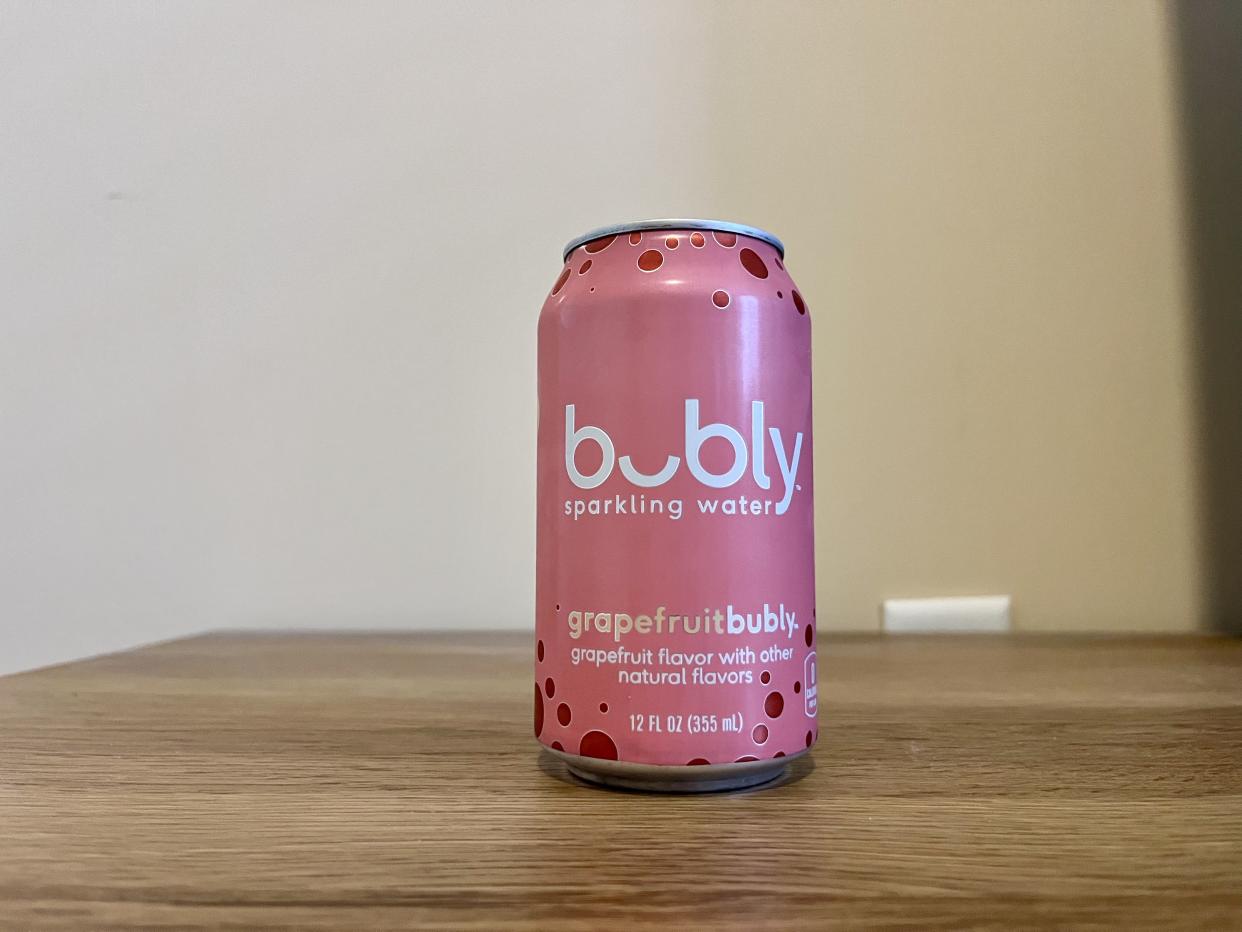 a can of grapefruit bubly sparkling water