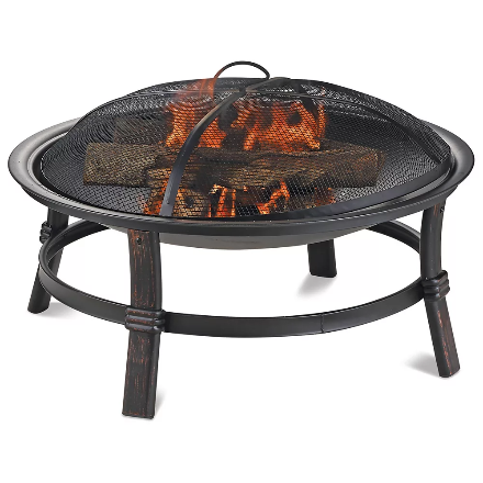 ENDLESS SUMMER Brushed Copper Wood Burning Fire Bowl. (Image via The Home Depot)