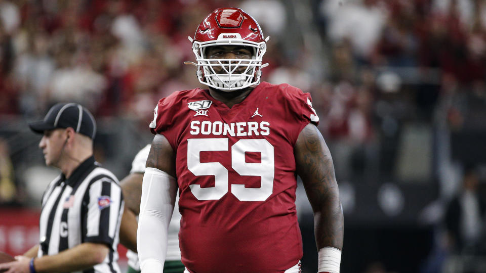 Oklahoma offensive tackle Adrian Ealy could see his draft stock rise with another strong season. (AP Photo/Brandon Wade)