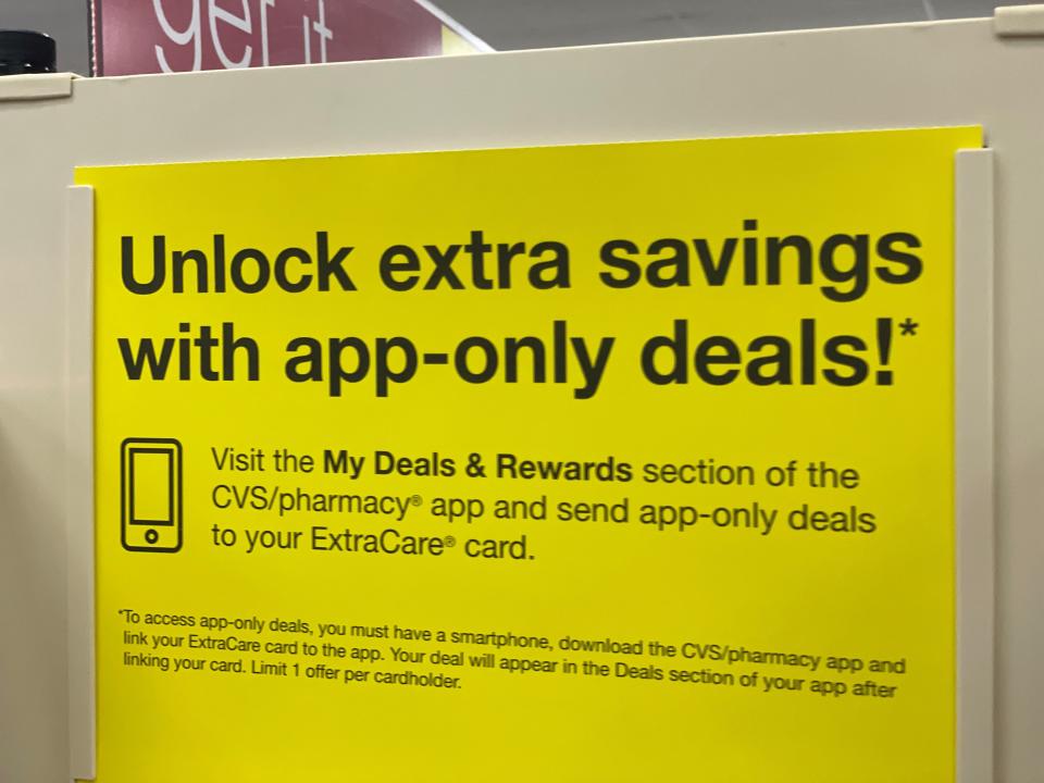 CVS has app-only deals as part of its ExtraCare program.