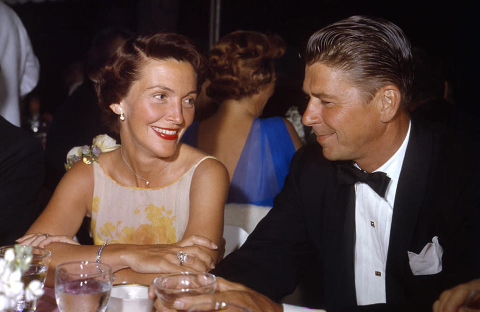 Nancy and Ronnie at a black-tie event in 1955