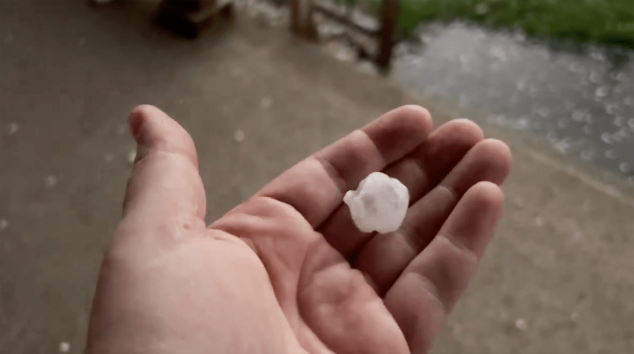 Hail in Lawrence County, Pa., on April 14, 2024. (@paultylergo via X)