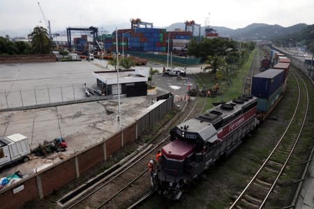 A general view shows the port of Manzanillo, in Manzanillo