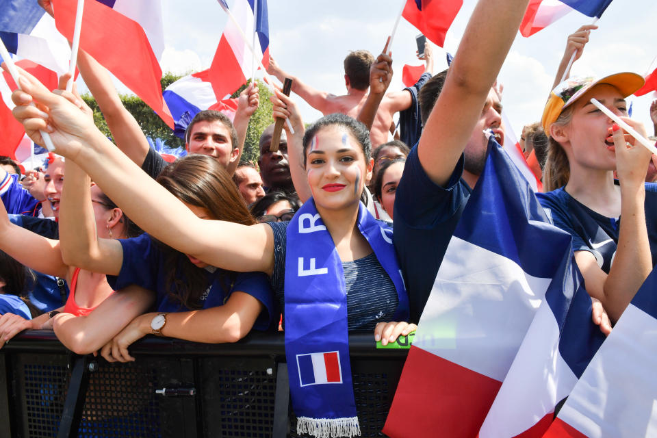 <p>Ambiance at the Fan Zone before the World Cup Final France against Croatie, at the Champs de Mars on July 15, 2018 in Paris, France. (Getty Images) </p>