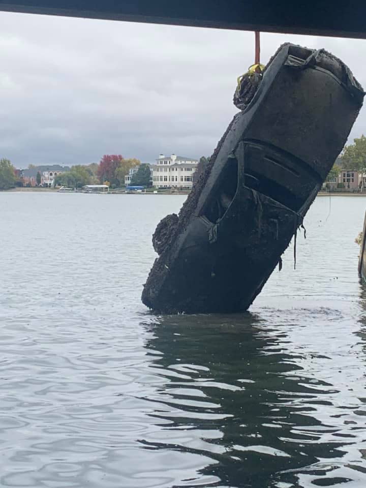 On Monday afternoon, a local fisherman using sonar found a 1987 Chevrolet Camaro reported stolen in the summer of 1988.