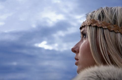 <span class="caption">People took long voyages to start a new life in Britain in early medieval times</span> <span class="attribution"><a class="link " href="https://www.shutterstock.com/image-photo/portrait-blonde-girl-scandinavian-suit-78851410" rel="nofollow noopener" target="_blank" data-ylk="slk:Dm_Cherry/Shutterstock;elm:context_link;itc:0;sec:content-canvas">Dm_Cherry/Shutterstock</a></span>