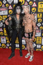 <p>The <i>Whiplash</i> star channeled his inner rock star, slipping into costume as Kiss’s Gene Simmons for the Just Jared party on Sunday. We’re sure he rocked and rolled all night. (Photo: Michael Tullberg/Getty Images) </p>
