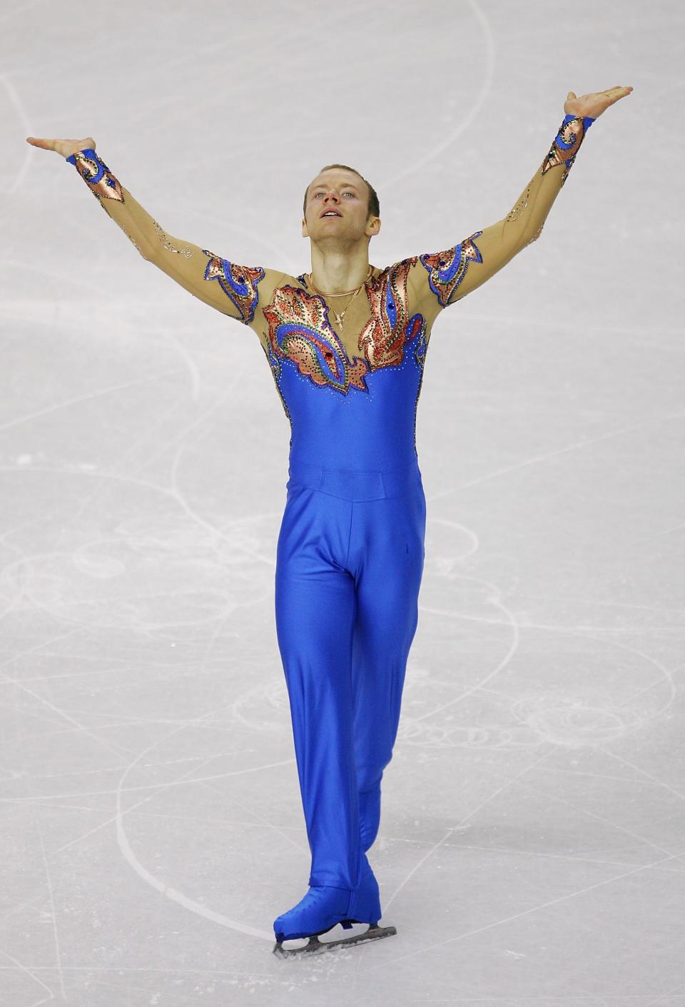 Competing&nbsp;in the&nbsp;men's&nbsp;short&nbsp;program for Russia at the Palavela in Turin, Italy.