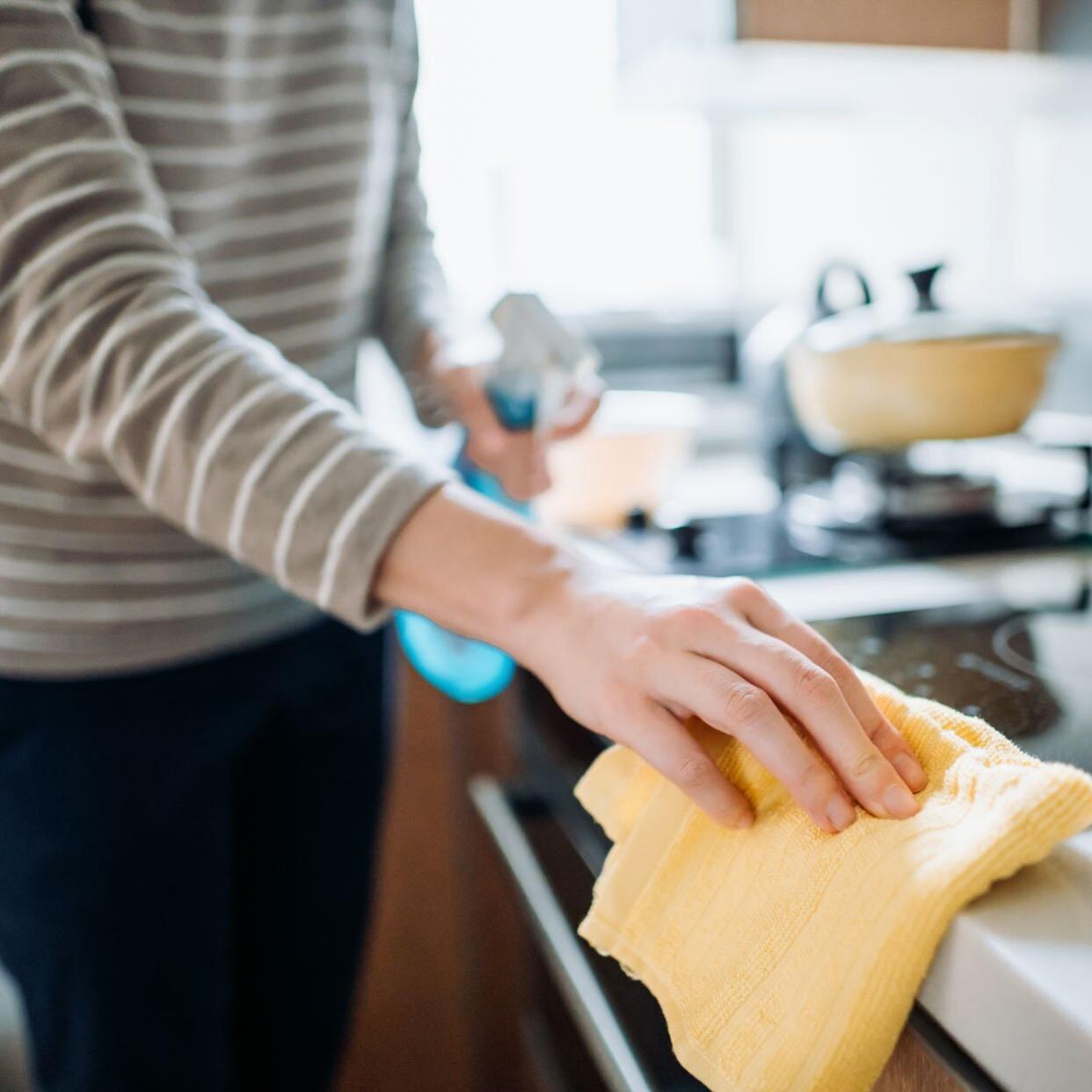 cleaning kitchen