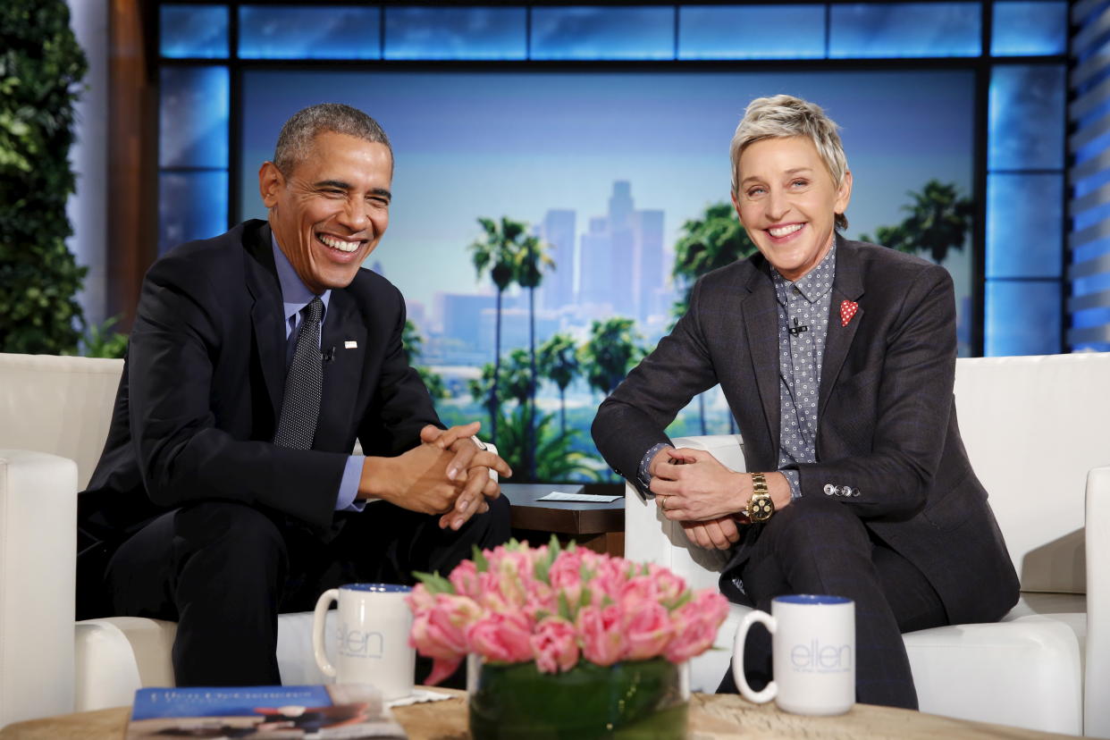 U.S. President Barack Obama appears on a taping of the Ellen DeGeneres Show in Burbank, California February 11, 2016.  REUTERS/Kevin Lamarque 