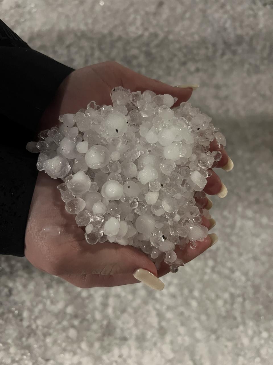 Amanda Weber sent in these photos of hail that fell around 8:15 p.m. near Benton.