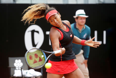 Tennis - WTA Premier 5 - Italian Open - Foro Italico, Rome, Italy - May 14, 2018 Japan's Naomi Osaka in action during her first round match against Belarus' Victoria Azarenka REUTERS/Max Rossi