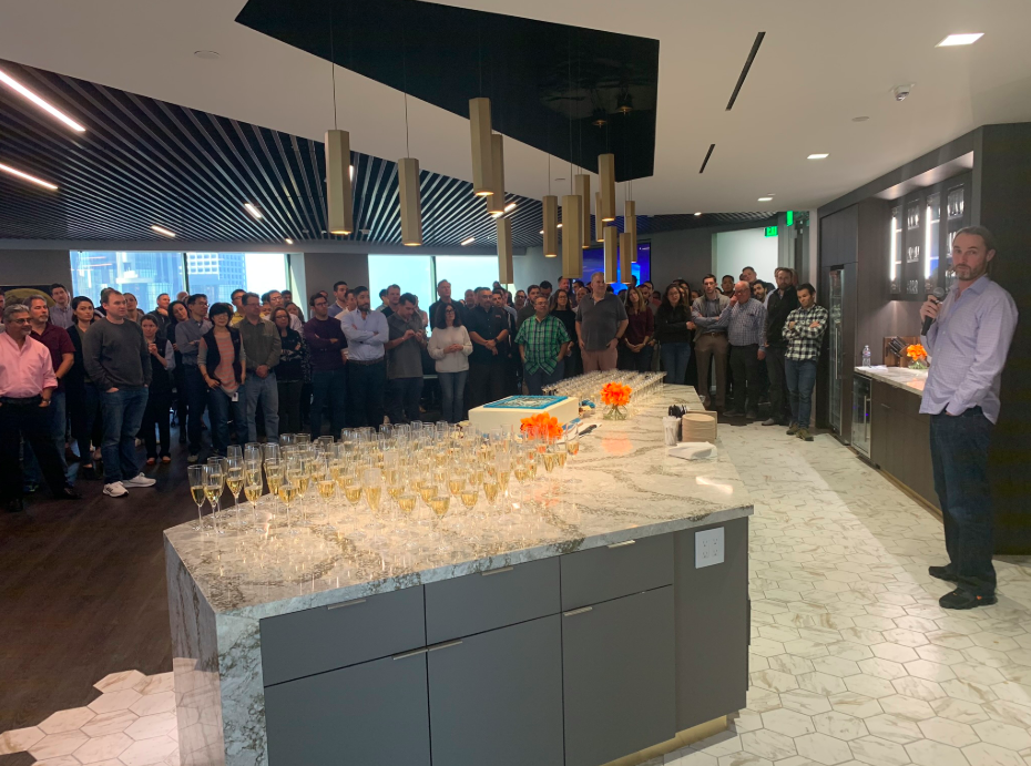 DoubleLine's deputy CIO Jeff Sherman gives remarks at the firm's 10th anniversary celebration at its Los Angeles headquarters. (Credit: Twitter/@DLineCap