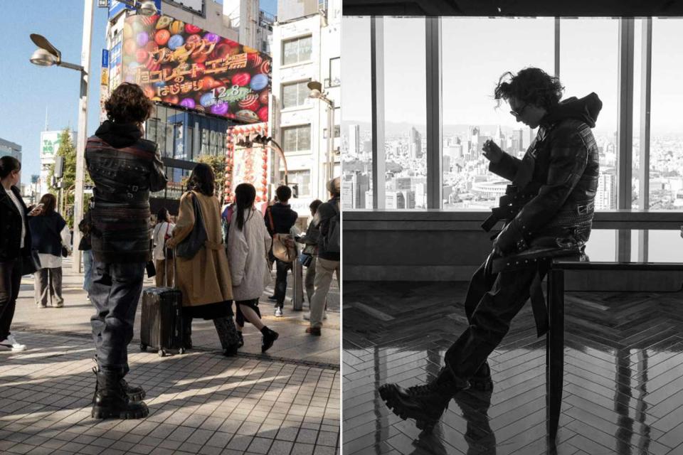 <p>Timothee Chalamet/Instagram</p> Timothée Chalamet shares behind-the-scenes images of his trip to Japan.