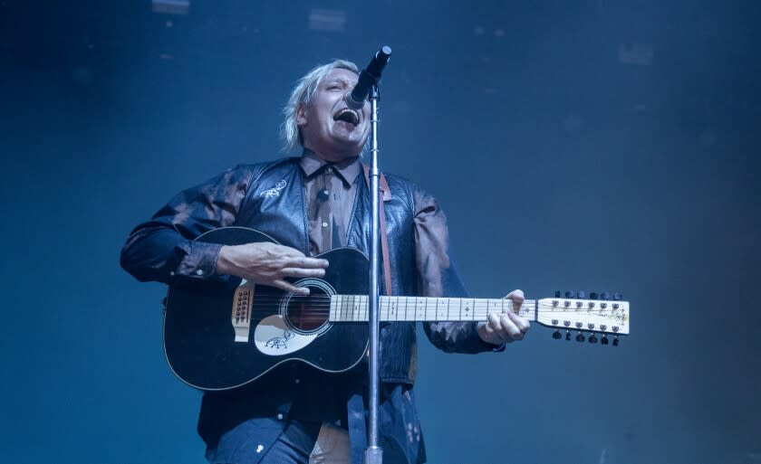 INDIO, CA - APRIL 15, 2022: Arcade Fire performs on the Mojave stage on the first day of the Coachella Music Festival on April 15, 2022 in Indio, California.(Gina Ferazzi / Los Angeles Times)