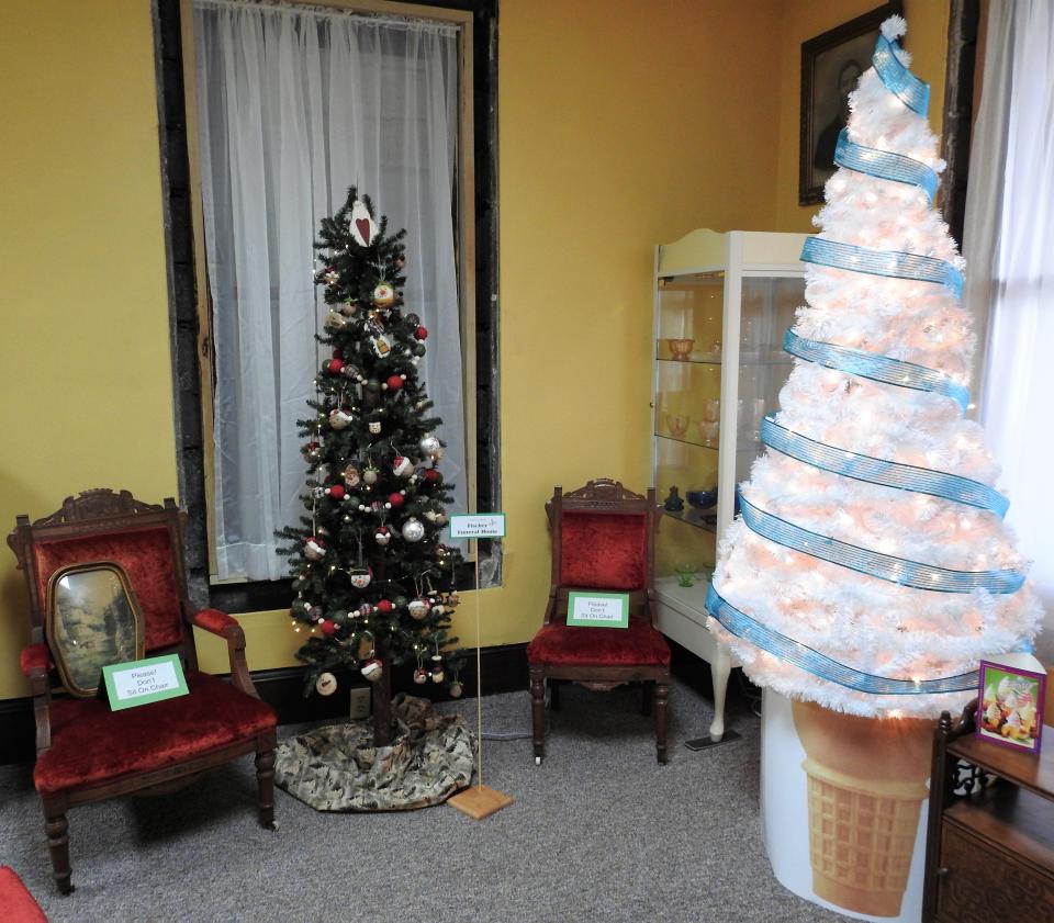 Entries in the Festival of Trees at the Walhonding Valley Historical Society and Museum from Fischer's Funeral Home and Warsaw Dari-Land.