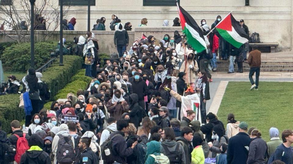 Protesters fill the Columbia University grounds. Robert Miller