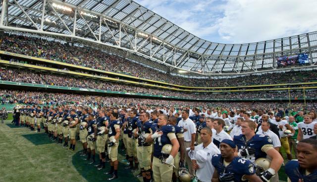 Notre Dame Football debuts uniforms for the Notre Dame vs. Navy game