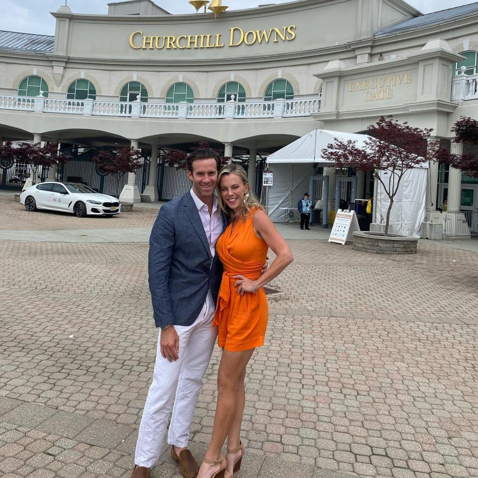 Pensacola Chef James Briscione stands alongside his wife, Brooke Parkhurst, at Churchill Downs at the 2022 Kentucky Derby.